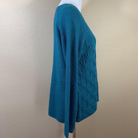 89th and Madison Knit Sweater Large Teal LS VNeck - Picture 3 of 7